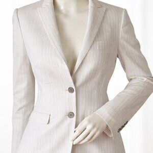 Dolce Gabbana White Pinstripe Blazer | Italian Tailored Jacket, IT 42